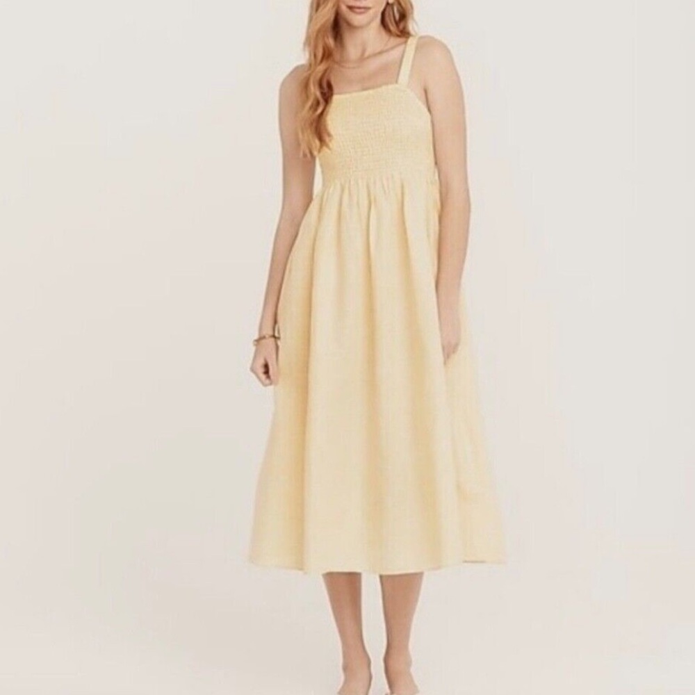 J. Crew Pale Yellow Smocked Maxi Dress